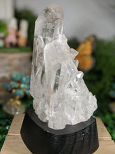 Load image into Gallery viewer, White Quartz Cluster With Wood base Crystal Home Decor Healing Feng Shui Reiki Chakra