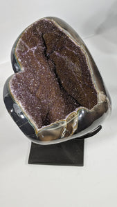Amethyst Geode Sculpture Heart with Iron based