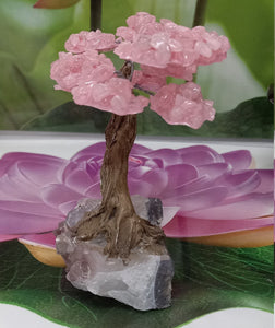 Rose Quartz  Gemstone Tree on Amethyst base, The Genuine Love Tree