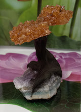 Load image into Gallery viewer, Citrine GemstoneTree set on Amethyst.