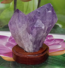 Load image into Gallery viewer, Amethyst Geode set on Wood Base, Amethyst Cluster, Raw Amethyst Cluster, Amethyst Crystal cluster