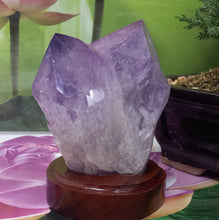 Load image into Gallery viewer, Amethyst Geode set on Wood Base, Amethyst Cluster, Raw Amethyst Cluster, Amethyst Crystal cluster