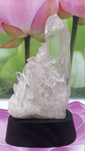 White Quartz Cluster With Wood base Crystal Home Decor Healing Feng Shui Reiki Chakra