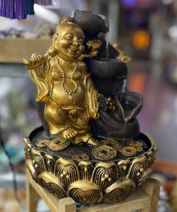 Hand Made Buddha Statue Decorative Fountains Indoor Water Fountains Resin Crafts Gifts Feng-Shui Desktop Home Fountain